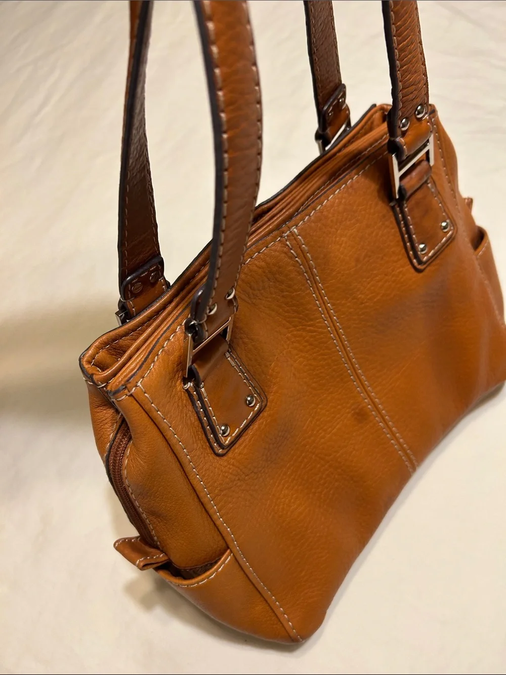Fossil pebbled leather